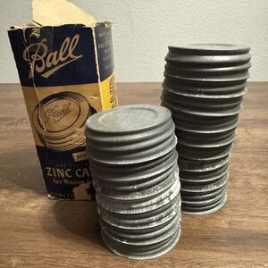 Vtg 18 Ball Zinc Porcelain Lined Caps Canning Jar Lids Some New